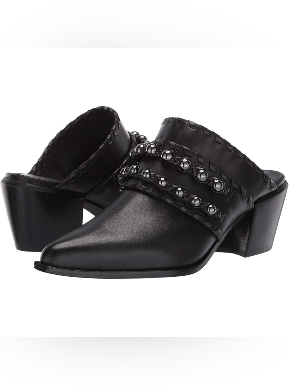 DONALD J. PLINER Leather Beaded Mule Clogs